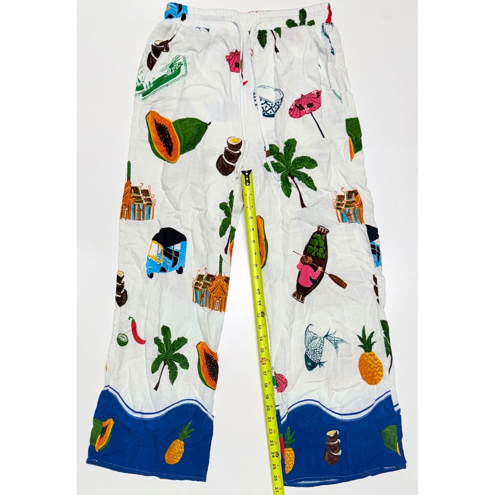 Paper Heart Australia Tropical Thailand Print Rayon Linen Wide Leg Pants Large